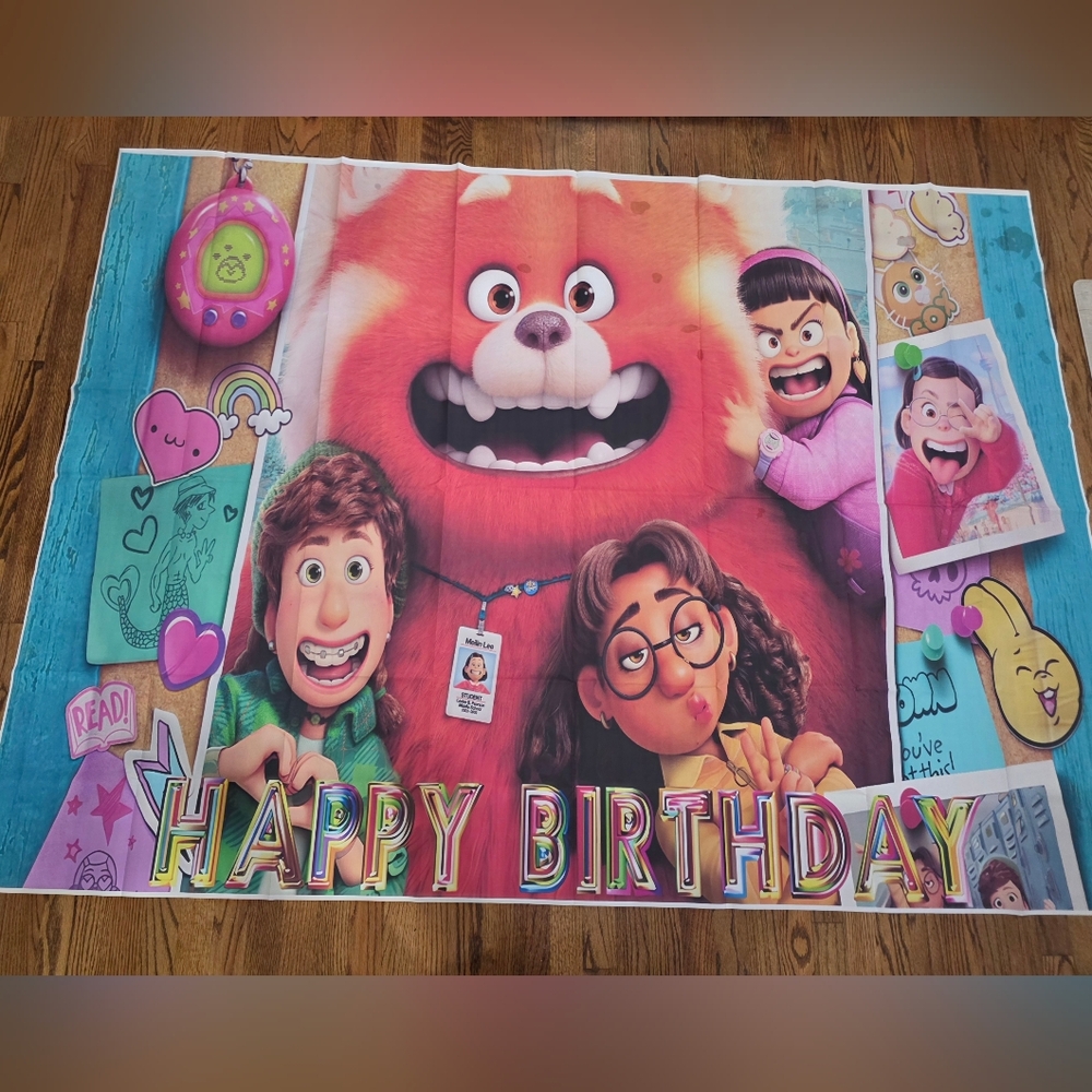 Turning Red birthday party banner, photography background 5x7 feet